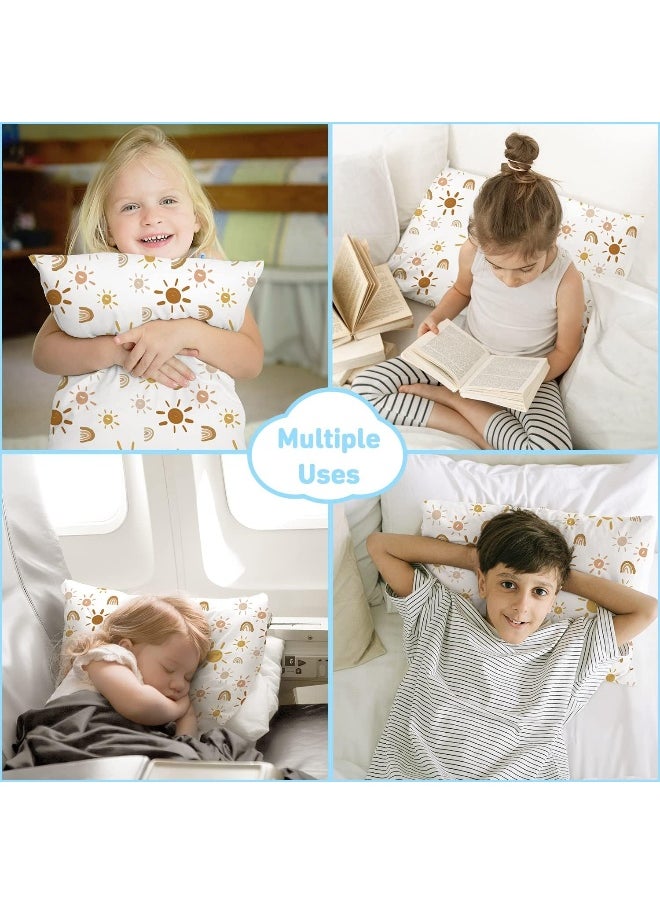 Babebay Toddler Pillow, 13X18 Toddler Pillows for Sleeping, Machine Washable Kids Pillow with Pillowcase, Perfect for Travel, Toddlers Cot (Sunshine Rainbow)