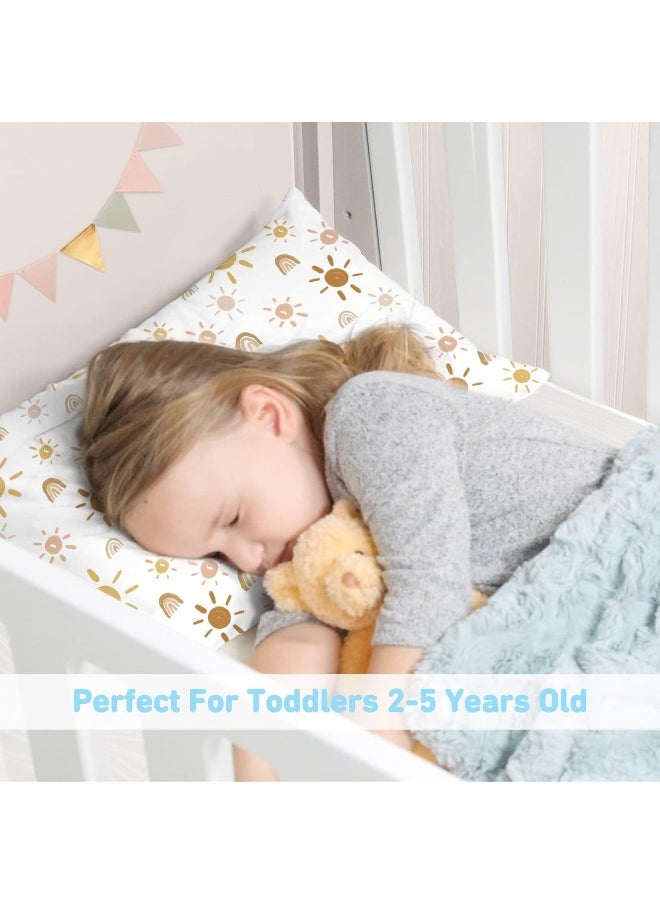 Babebay Toddler Pillow, 13X18 Toddler Pillows for Sleeping, Machine Washable Kids Pillow with Pillowcase, Perfect for Travel, Toddlers Cot (Sunshine Rainbow)