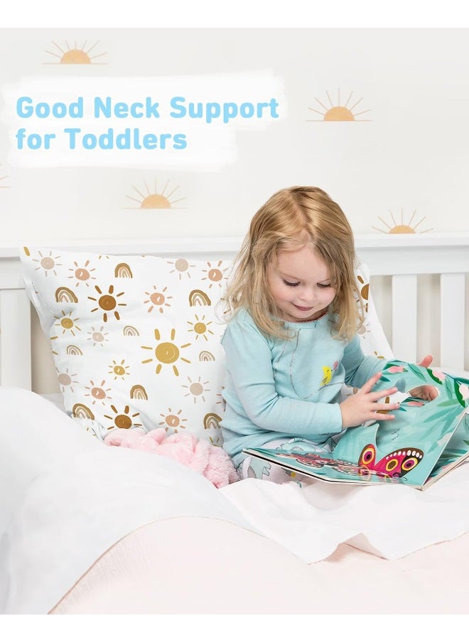 Babebay Toddler Pillow, 13X18 Toddler Pillows for Sleeping, Machine Washable Kids Pillow with Pillowcase, Perfect for Travel, Toddlers Cot (Sunshine Rainbow)
