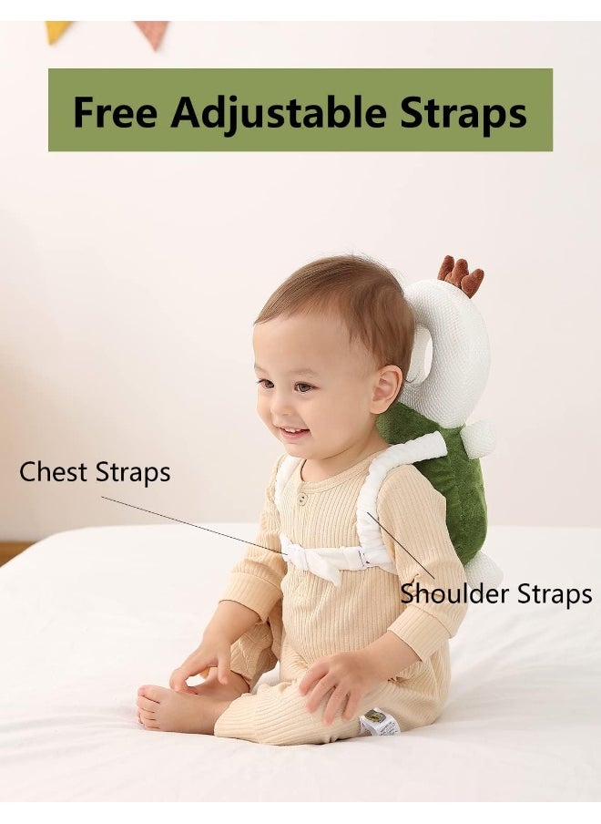 JunNeng Baby Head Protector Backpack, Toddler Walking Fall Head Protection, Green Turtle