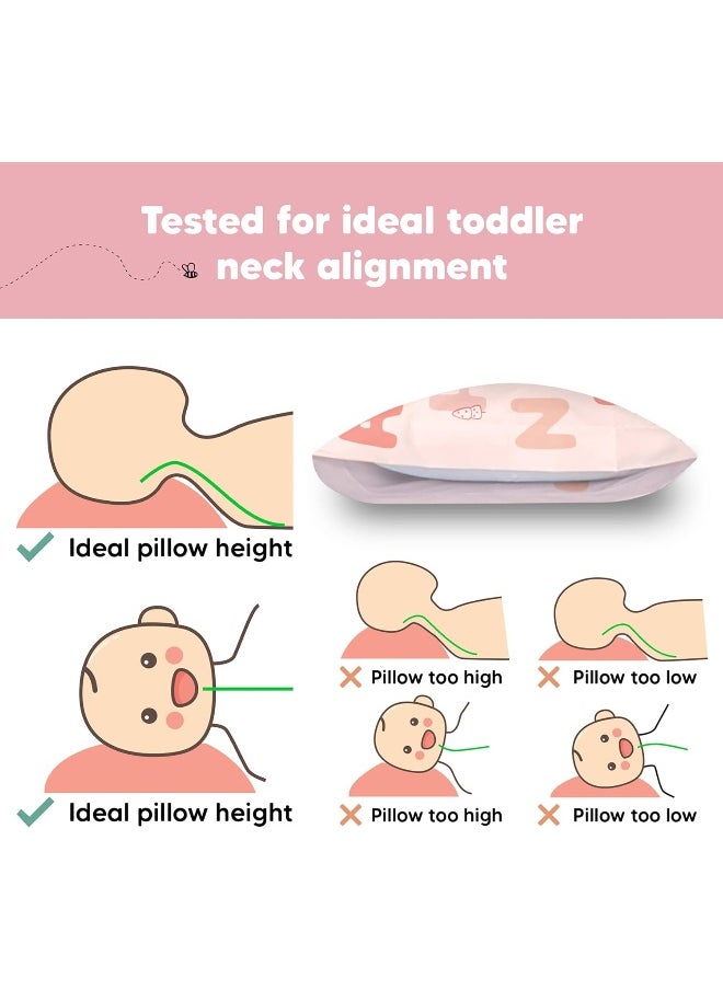 Toddler Pillow with Pillowcase - 13x18 My Little Dreamy Pillow, Organic Cotton Toddler Pillows for Sleeping, Kids Pillow, Travel Pillows, Mini Pillow, Nursery Pillow, Toddler Bed Pillow