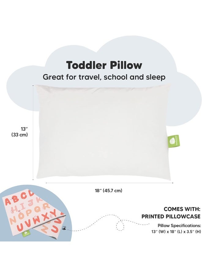Toddler Pillow with Pillowcase - 13x18 My Little Dreamy Pillow, Organic Cotton Toddler Pillows for Sleeping, Kids Pillow, Travel Pillows, Mini Pillow, Nursery Pillow, Toddler Bed Pillow