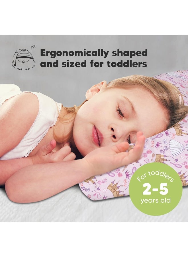 Toddler Pillow with Pillowcase - My Little Dreamy Pillow - Organic Cotton Toddler Pillows for Sleeping, Kids Pillow, Travel Pillows for Sleeping, Mini Pillow, Toddler Bed Pillows (Dear Princess)