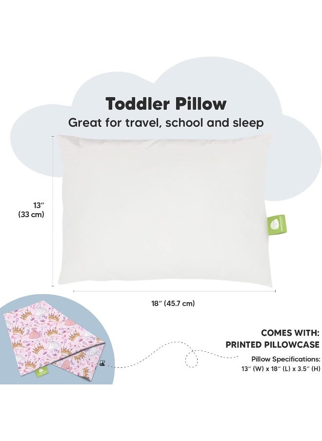 Toddler Pillow with Pillowcase - My Little Dreamy Pillow - Organic Cotton Toddler Pillows for Sleeping, Kids Pillow, Travel Pillows for Sleeping, Mini Pillow, Toddler Bed Pillows (Dear Princess)