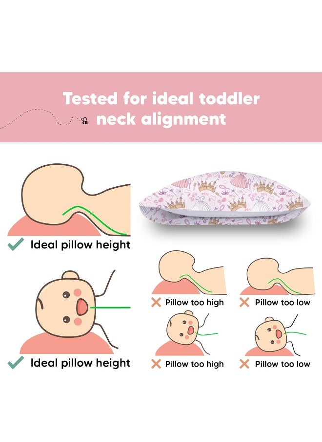 Toddler Pillow with Pillowcase - My Little Dreamy Pillow - Organic Cotton Toddler Pillows for Sleeping, Kids Pillow, Travel Pillows for Sleeping, Mini Pillow, Toddler Bed Pillows (Dear Princess)