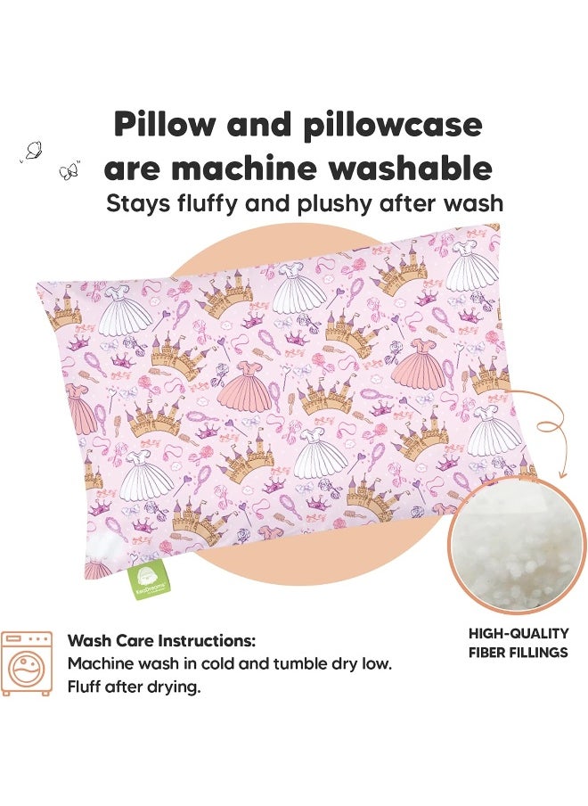 Toddler Pillow with Pillowcase - My Little Dreamy Pillow - Organic Cotton Toddler Pillows for Sleeping, Kids Pillow, Travel Pillows for Sleeping, Mini Pillow, Toddler Bed Pillows (Dear Princess)