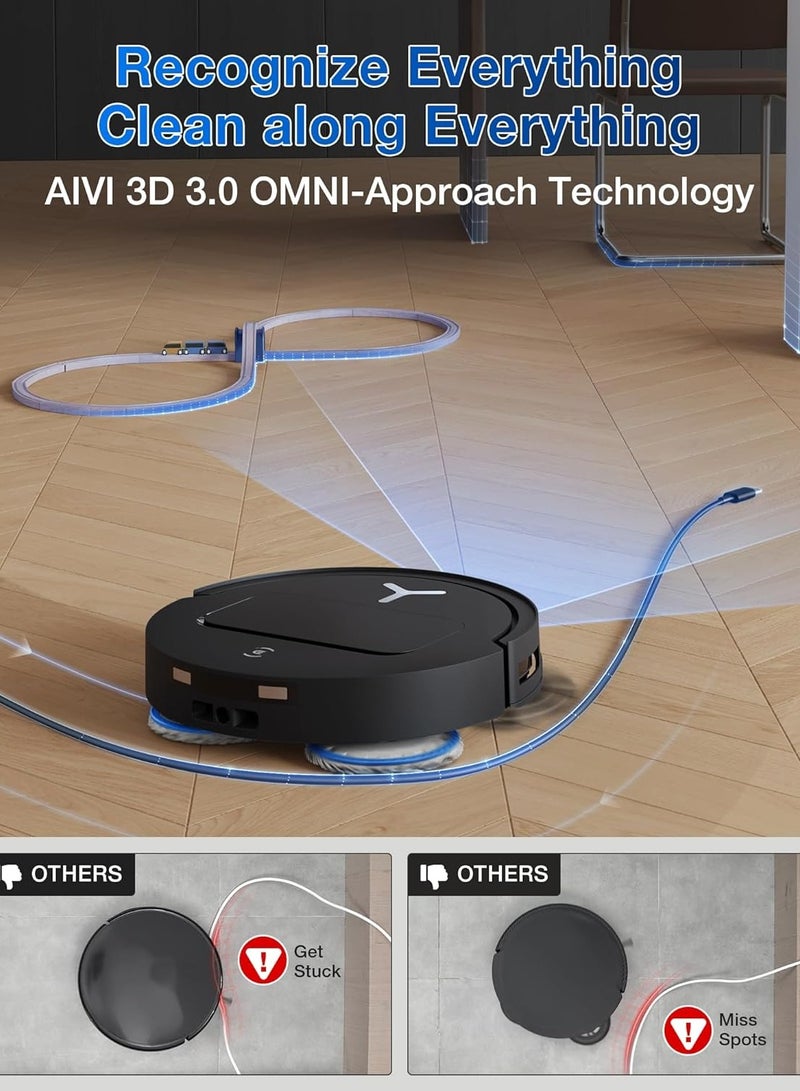 2025 New Launch Deebot T50 Pro Omni Robot Vacuum and Mop, 8.1cm Ultra-Thin, 15000Pa Suction, ZeroTangle, TruEdge, Obstacle Avoidance, Auto Mop Wash/Dry/Refill, Self-Emptying,Pet Hair Friendly 4 L 55 W T50 Pro Black