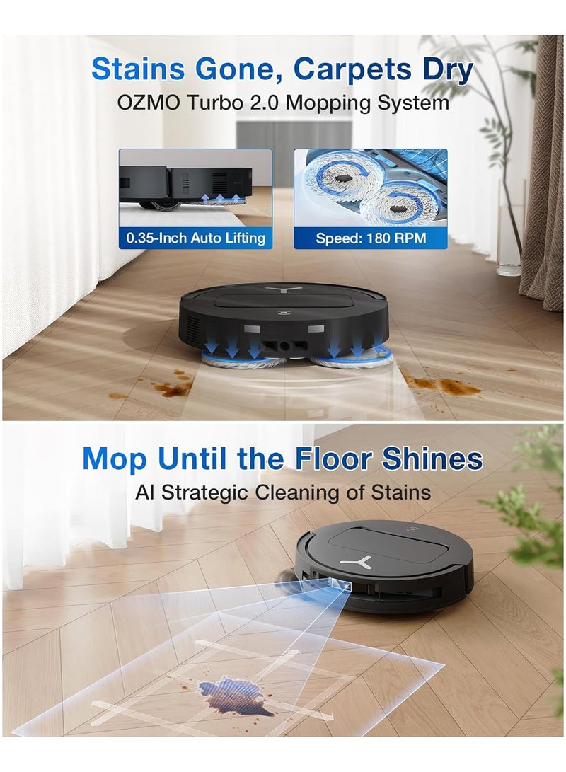 2025 New Launch Deebot T50 Pro Omni Robot Vacuum and Mop, 8.1cm Ultra-Thin, 15000Pa Suction, ZeroTangle, TruEdge, Obstacle Avoidance, Auto Mop Wash/Dry/Refill, Self-Emptying,Pet Hair Friendly 4 L 55 W T50 Pro Black