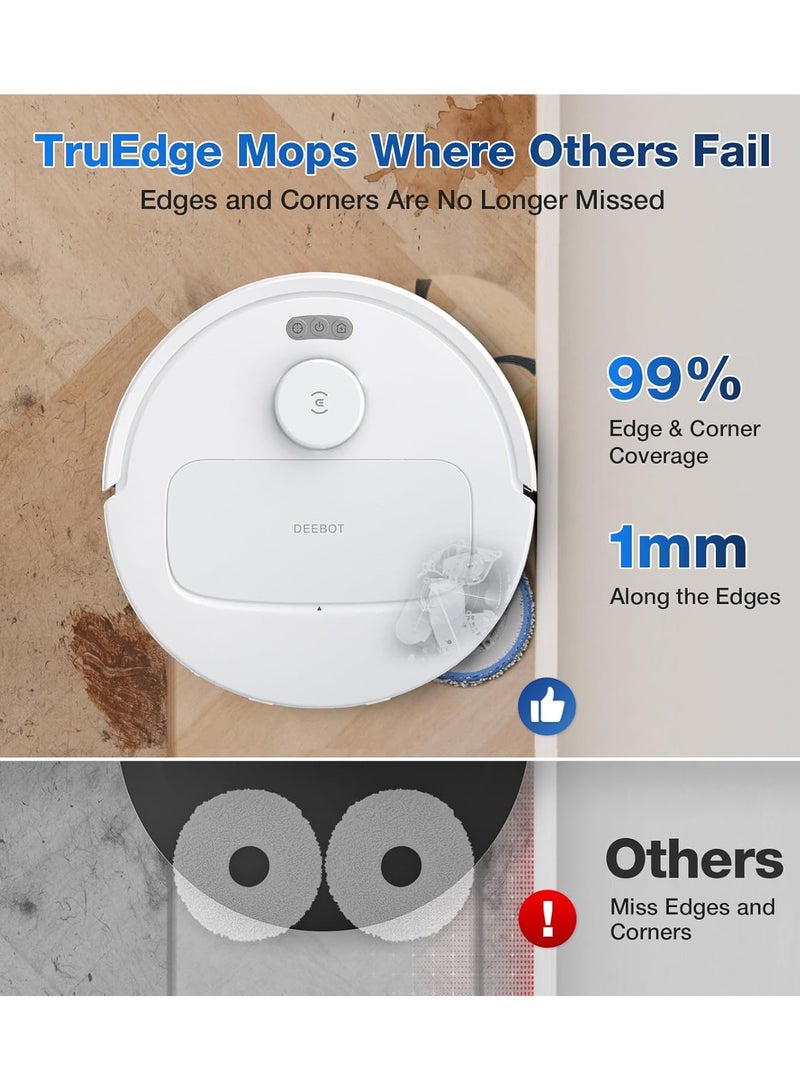 Deebot N30 Pro Omni Robot Vacuum Cleaner with Mop Function, 10,000 Pa Suction Power, ZeroTangle 2.0 Technology, TruEdg Edge Cleaning, 60°C Hot Water Mop Cleaning, Hot Air Drying 3.5 L 60 W YDLX11-1 White