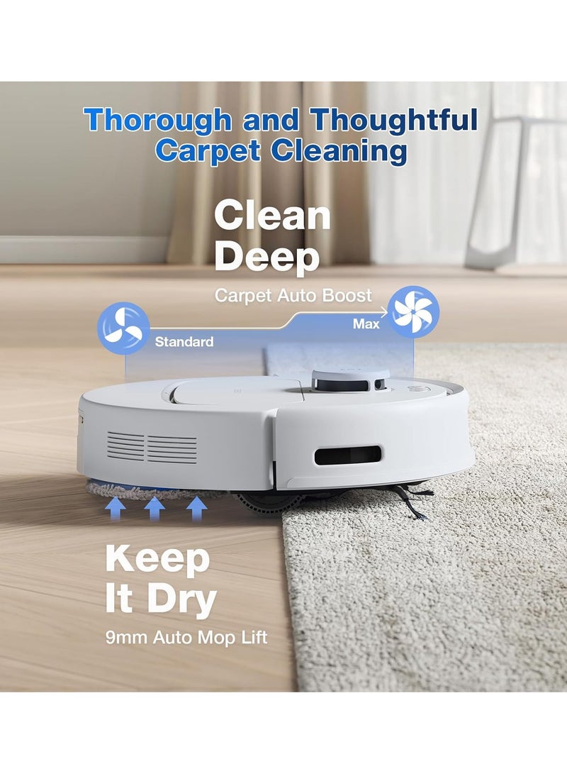 Deebot N30 Pro Omni Robot Vacuum Cleaner with Mop Function, 10,000 Pa Suction Power, ZeroTangle 2.0 Technology, TruEdg Edge Cleaning, 60°C Hot Water Mop Cleaning, Hot Air Drying 3.5 L 60 W YDLX11-1 White