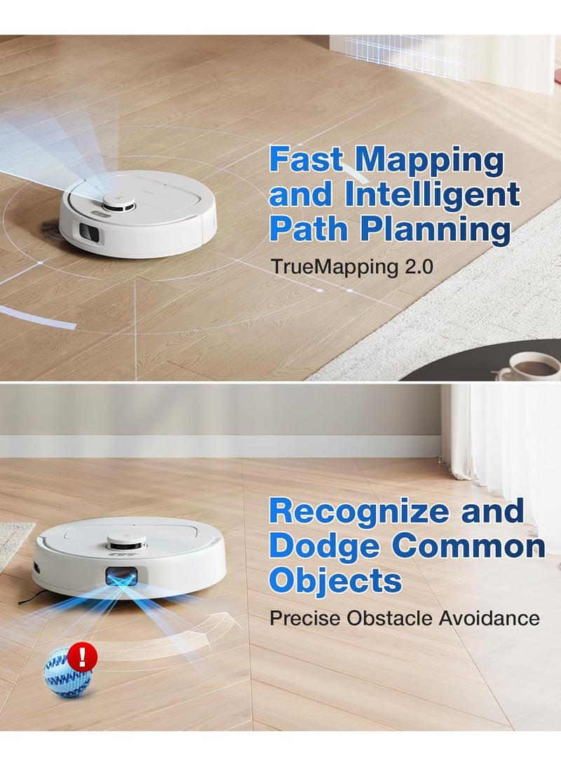 Deebot N30 Pro Omni Robot Vacuum Cleaner with Mop Function, 10,000 Pa Suction Power, ZeroTangle 2.0 Technology, TruEdg Edge Cleaning, 60°C Hot Water Mop Cleaning, Hot Air Drying 3.5 L 60 W YDLX11-1 White