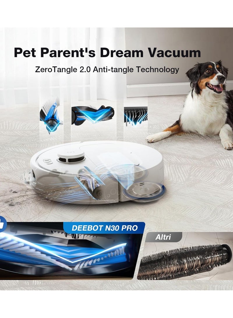 Deebot N30 Pro Omni Robot Vacuum Cleaner with Mop Function, 10,000 Pa Suction Power, ZeroTangle 2.0 Technology, TruEdg Edge Cleaning, 60°C Hot Water Mop Cleaning, Hot Air Drying 3.5 L 60 W YDLX11-1 White