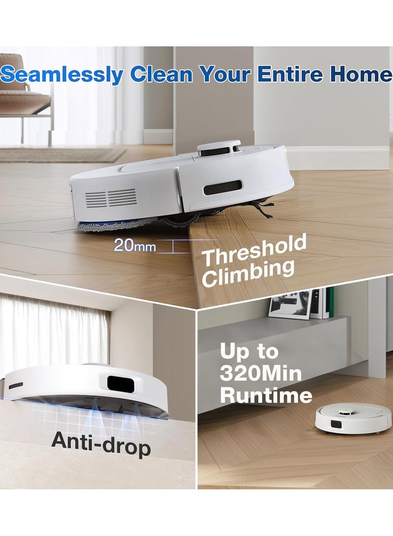 Deebot N30 Pro Omni Robot Vacuum Cleaner with Mop Function, 10,000 Pa Suction Power, ZeroTangle 2.0 Technology, TruEdg Edge Cleaning, 60°C Hot Water Mop Cleaning, Hot Air Drying 3.5 L 60 W YDLX11-1 White