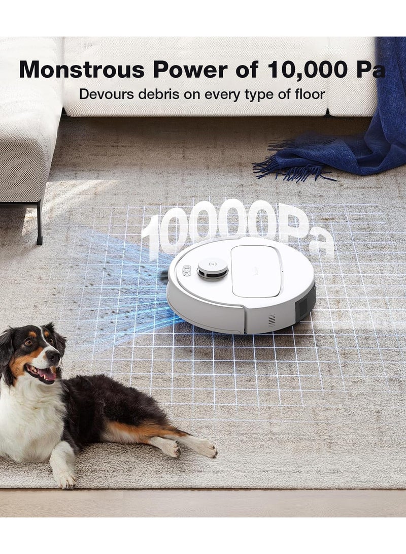 Deebot N30 Pro Omni Robot Vacuum Cleaner with Mop Function, 10,000 Pa Suction Power, ZeroTangle 2.0 Technology, TruEdg Edge Cleaning, 60°C Hot Water Mop Cleaning, Hot Air Drying 3.5 L 60 W YDLX11-1 White
