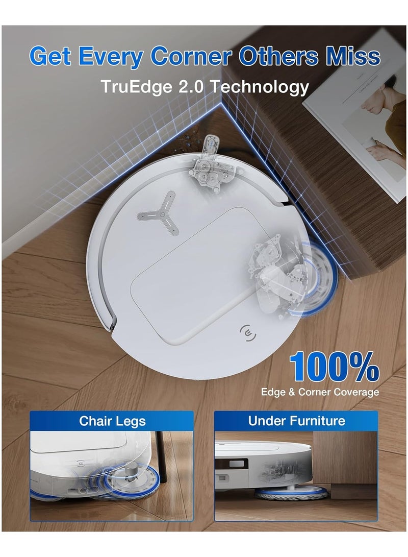 15,000 Pa Deebot T50 Pro Omni Robot Vacuum Cleaner with all in 1 Station, Extended Side Brush and Mop, Auto Mop Wash with 75°C Hot Water, Ultra Thin 81 mm 4 L 55 W T50 PRO White