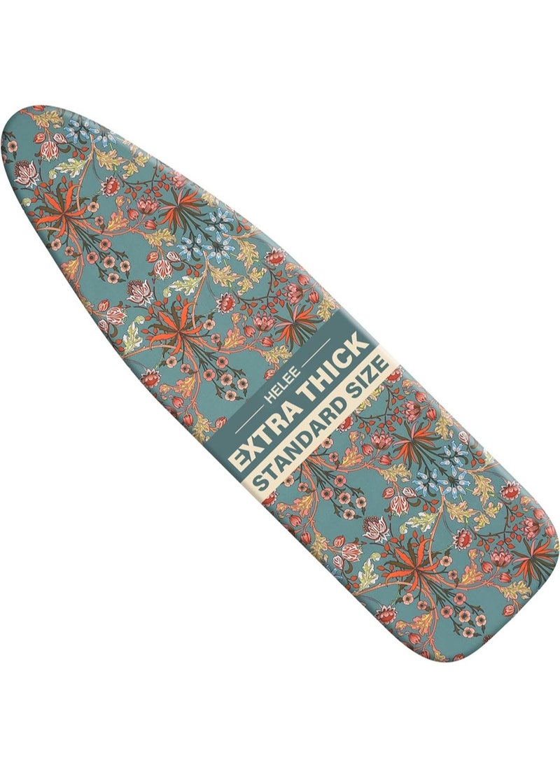 Ironing Board Cover, 135 * 56cm Inch Standard Ironing Board Cover with Elastic Edge and Hook and Loop Fasteners Scorch and Stain Resistant Cotton Ironing Covers with Insulation Network
