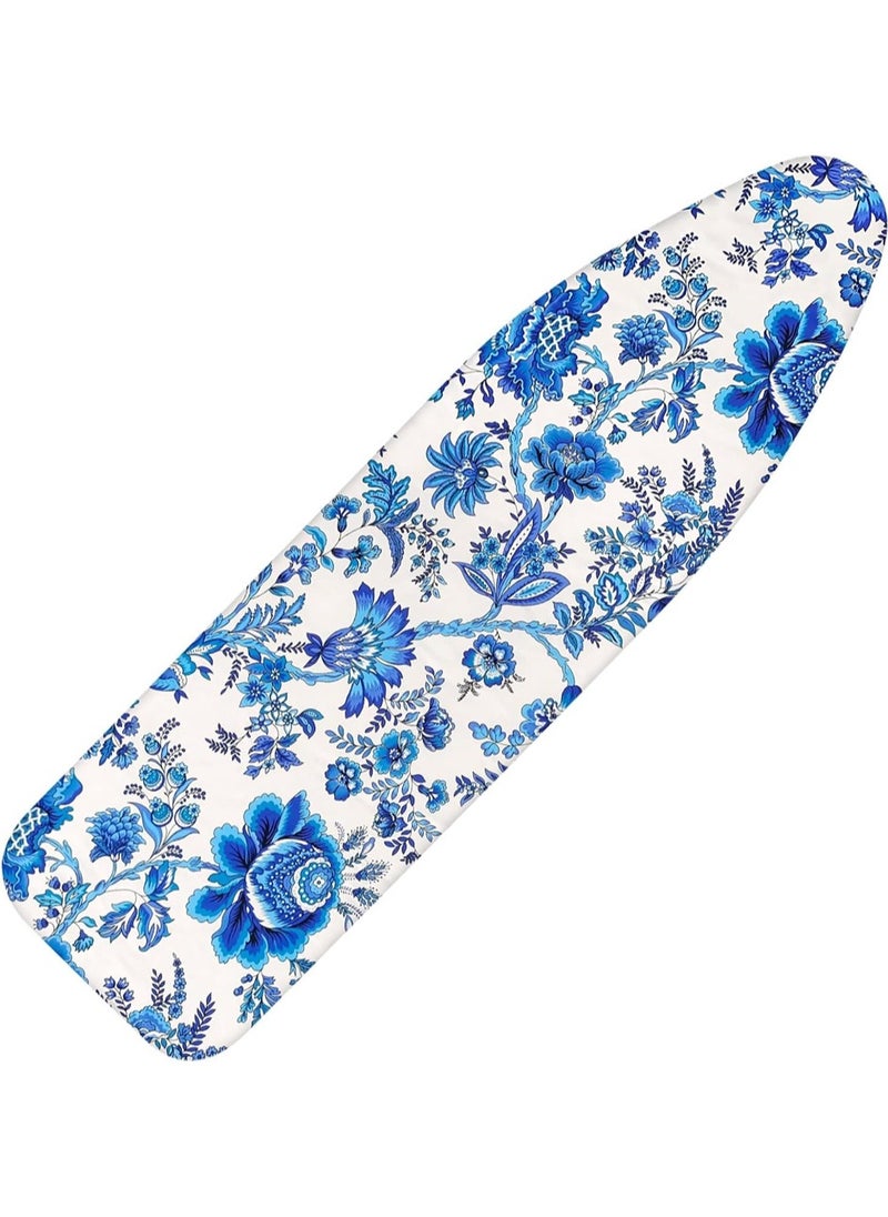 Ironing Board Cover, 135 * 56cm Inch Standard Ironing Board Cover with Elastic Edge and Hook and Loop Fasteners Scorch and Stain Resistant Cotton Ironing Covers with Insulation Network