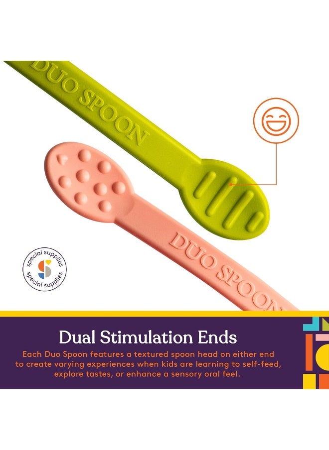Special Supplies Duo Spoon Oral Motor Therapy Tools, 3 Pack, Textured Stimulation and Sensory Input Treatment for Babies, Toddlers or Kids, BPA Free Silicone with Flexible, Easy Handle