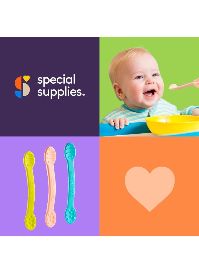 Special Supplies Duo Spoon Oral Motor Therapy Tools, 3 Pack, Textured Stimulation and Sensory Input Treatment for Babies, Toddlers or Kids, BPA Free Silicone with Flexible, Easy Handle