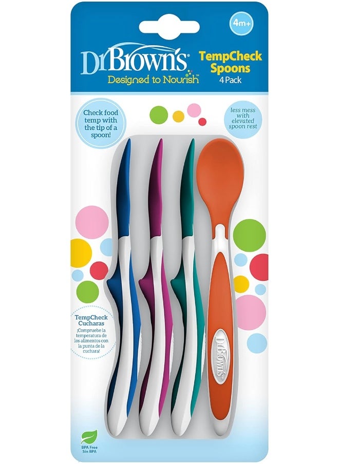 Dr. Brown's Designed to Nourish TempCheck Spoons, 4-Pack, Blue
