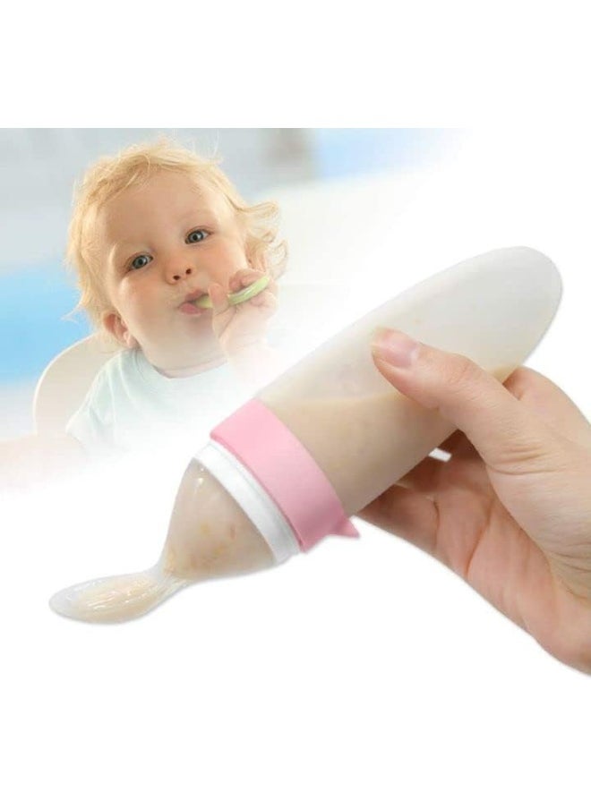 Burabi Silicone Squeeze Feeding Spoon, Baby Food Dispensing Spoon with Dust Cover, BPA Free