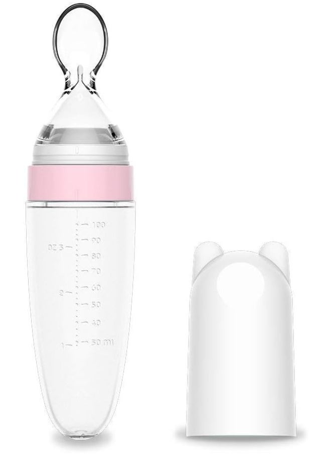 Burabi Silicone Squeeze Feeding Spoon, Baby Food Dispensing Spoon with Dust Cover, BPA Free