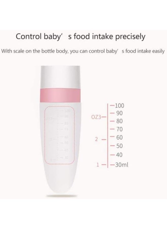 Burabi Silicone Squeeze Feeding Spoon, Baby Food Dispensing Spoon with Dust Cover, BPA Free