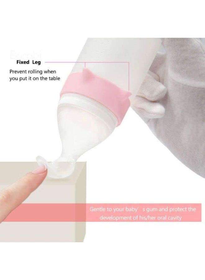 Burabi Silicone Squeeze Feeding Spoon, Baby Food Dispensing Spoon with Dust Cover, BPA Free