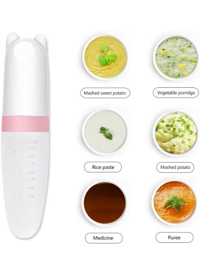 Burabi Silicone Squeeze Feeding Spoon, Baby Food Dispensing Spoon with Dust Cover, BPA Free