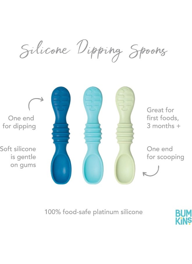 Bumkins Dipping, Feeding, Baby Led Weaning, Training Spoons, Ages 3 Months+ - 3 Pack - Gumdrop