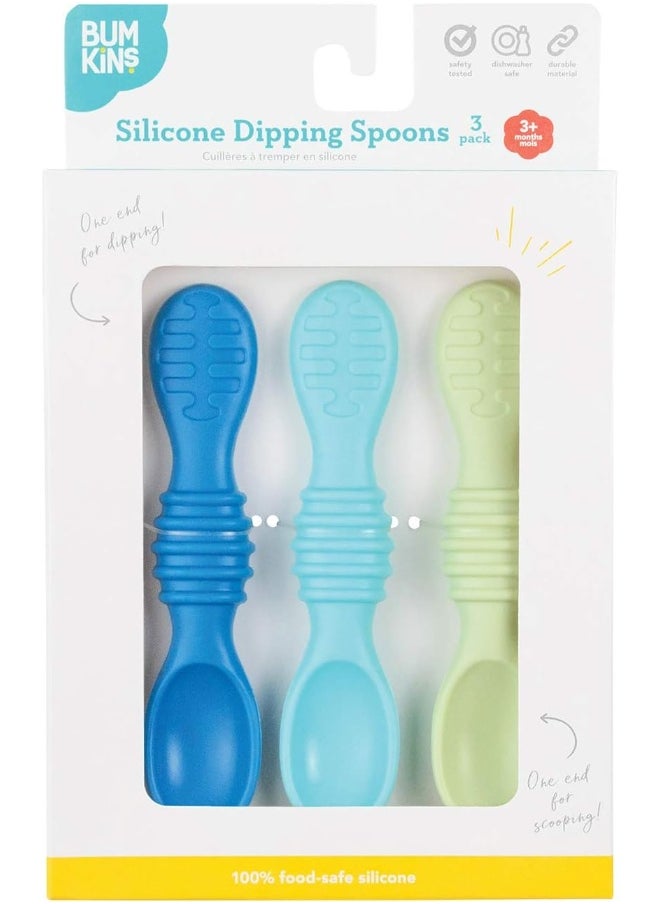 Bumkins Dipping, Feeding, Baby Led Weaning, Training Spoons, Ages 3 Months+ - 3 Pack - Gumdrop