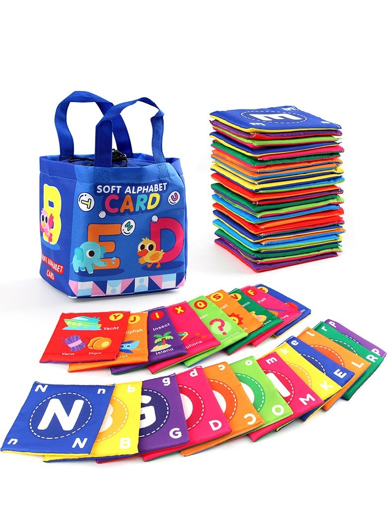 Soft Baby Alphabet Cards 26 Letters Learning Flash Cards with Cloth Bag Early Educational Toy Gifts for Kids Toddlers Infants