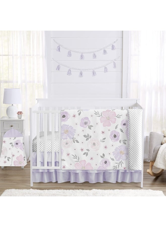 Sweet Jojo Designs Lavender Purple, Pink, Grey and White Shabby Chic Playmat Tummy Time Baby and Infant Play Mat for Watercolor Floral Collection - Rose Flower