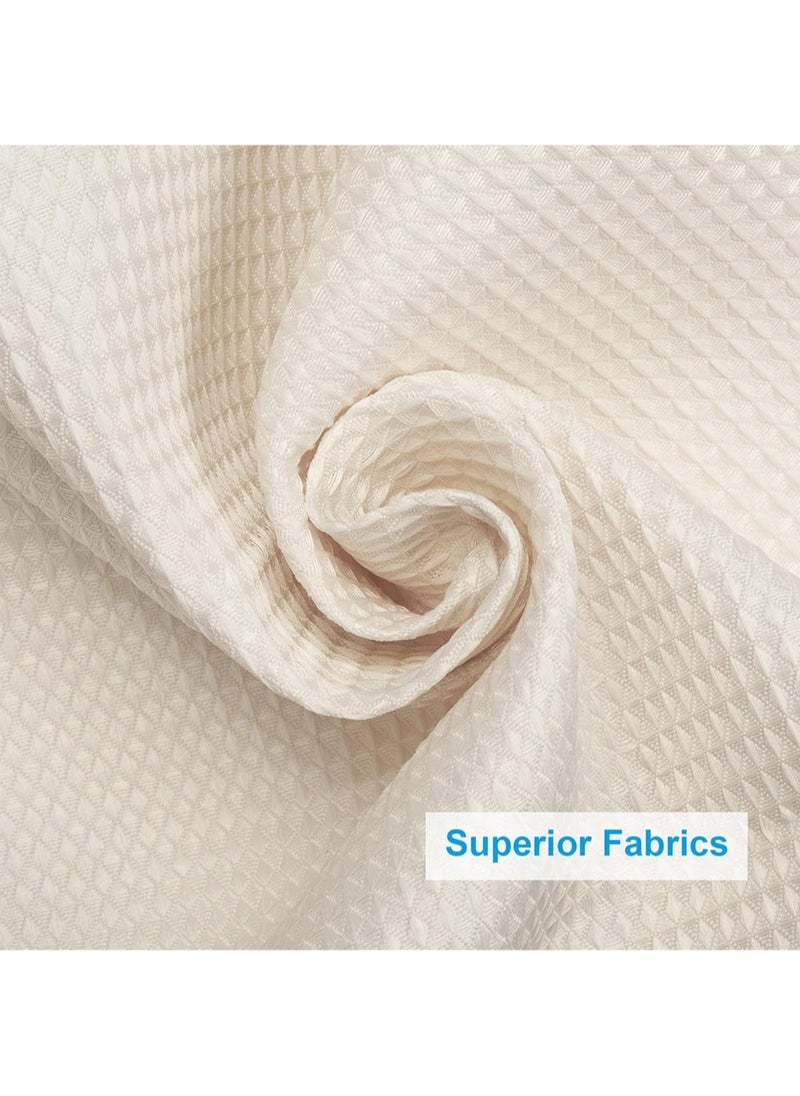 Shower Curtain Fabric, Waffle Shower Curtains for Bathroom, Cloth Shower Curtain Heavy Duty, Thick Bathroom Shower Curtains Hotel Quality, Premium Polyester, Beige, 180*180cm