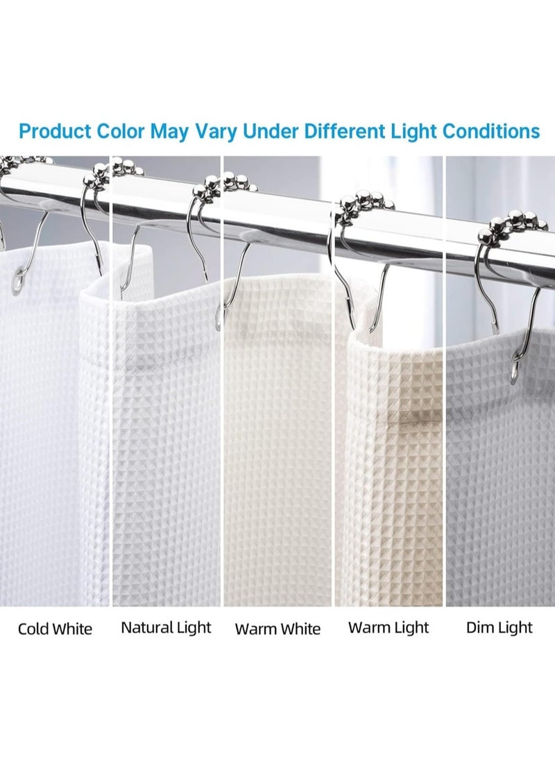 Shower Curtain Fabric, Waffle Shower Curtains for Bathroom, Cloth Shower Curtain Heavy Duty, Thick Bathroom Shower Curtains Hotel Quality, Premium Polyester, White, 180*180cm