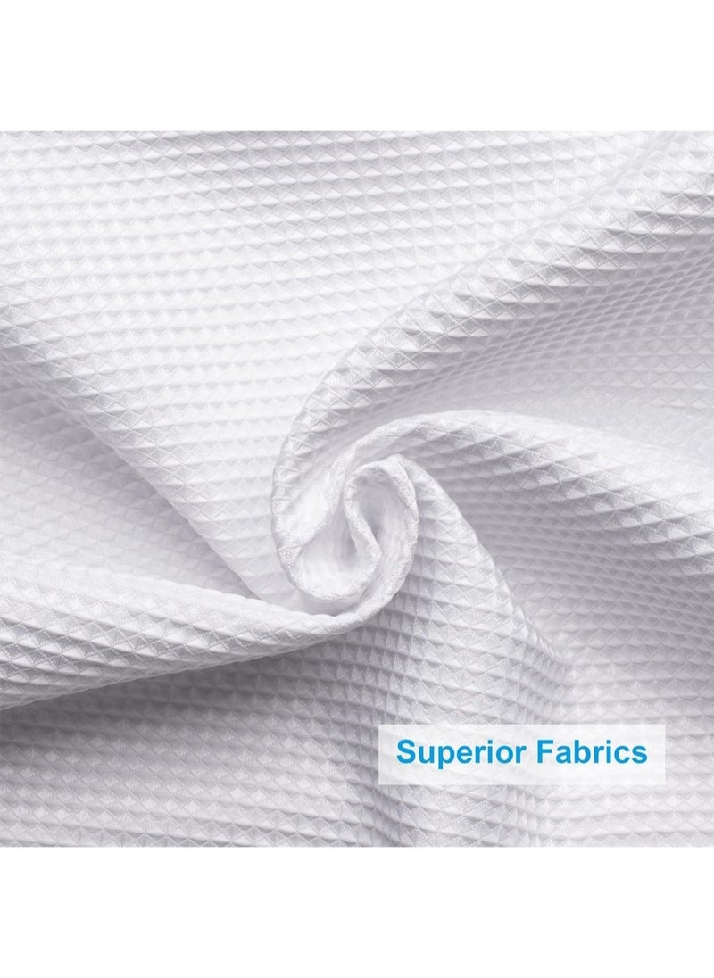 Shower Curtain Fabric, Waffle Shower Curtains for Bathroom, Cloth Shower Curtain Heavy Duty, Thick Bathroom Shower Curtains Hotel Quality, Premium Polyester, White, 180*180cm