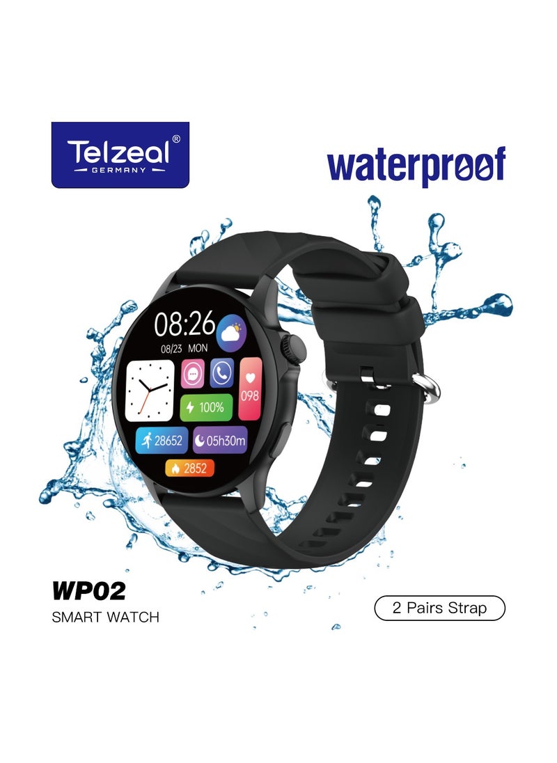 Telzeal WP02 Waterproof Smartwatch – Fitness & Health Tracker with Notifications