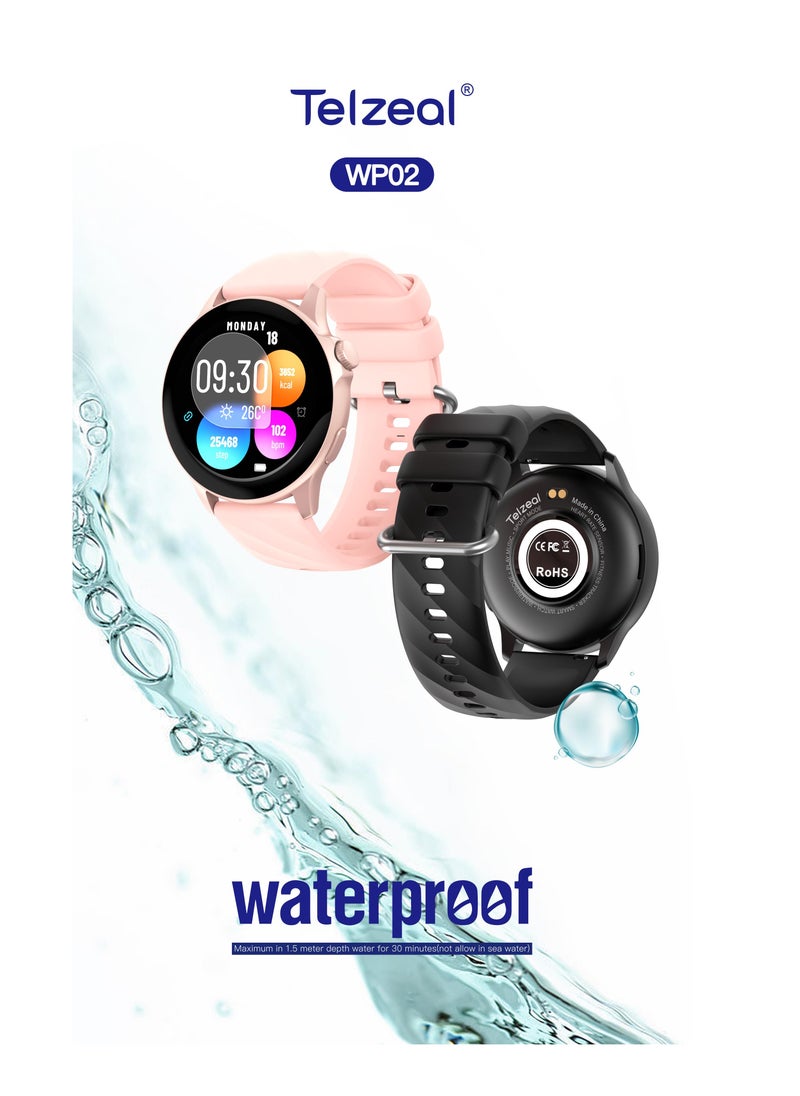 Telzeal WP02 Waterproof Smartwatch – Fitness & Health Tracker with Notifications