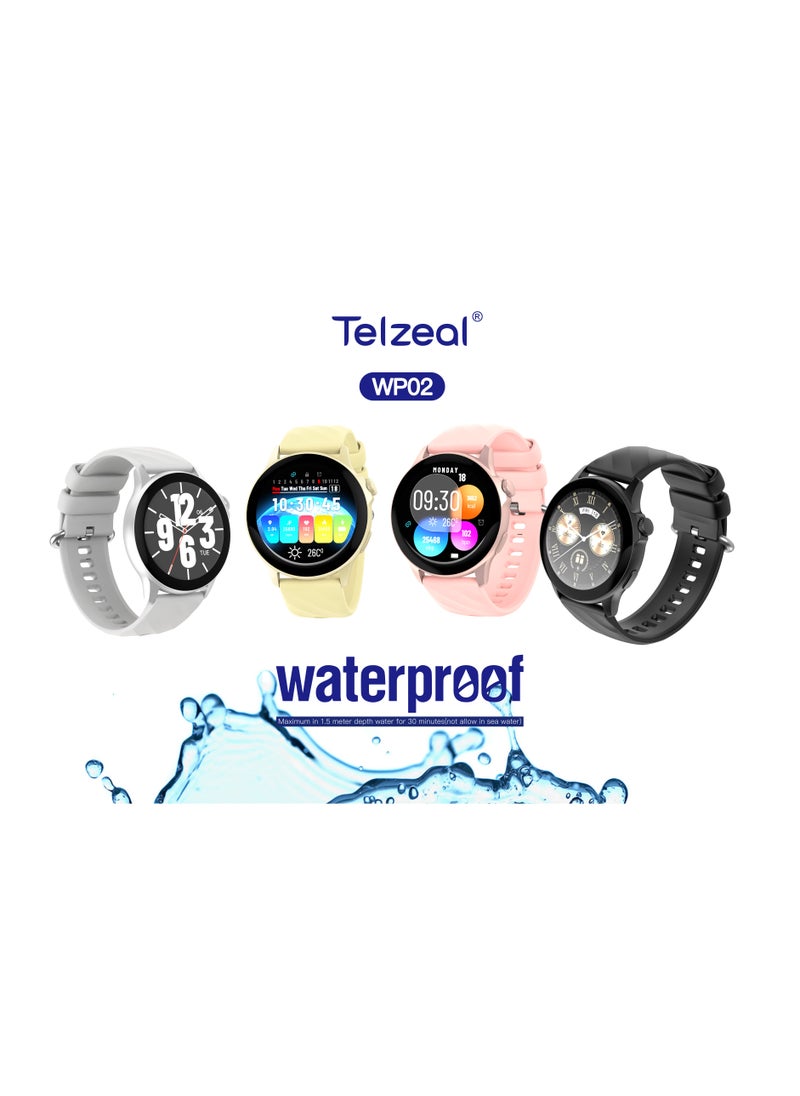 Telzeal WP02 Waterproof Smartwatch – Fitness & Health Tracker with Notifications