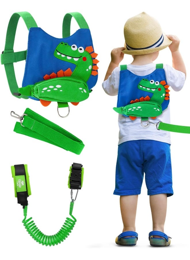 Lehoo Castle Toddler Leash for Boys, 4-in-1 Toddler Harness with Leash with Anti Lost Wrist Link for Kids, Baby Leash for Walking, Kids Leash Backpack (Dinosaur Blue)
