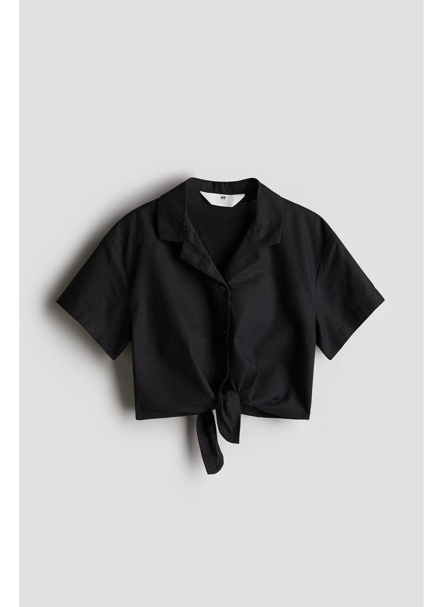 Cropped Knot-Detail Shirt