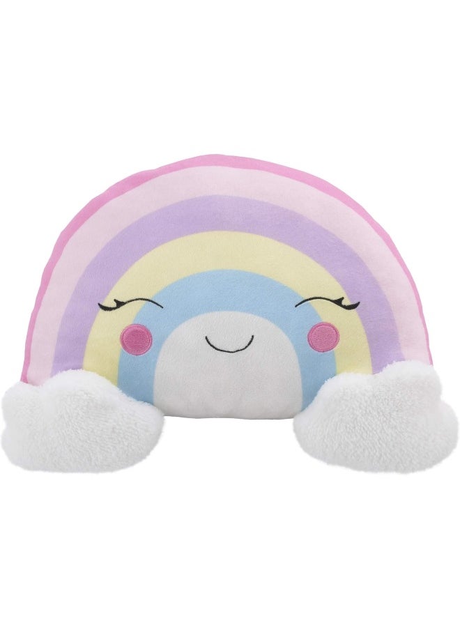 NoJo Pillow Shaped Plush Sherpa Decorative Pillow, 16x12 Inch (Pack of 1), Rainbow with Clouds-Pink/Lilac/Yellow/White/Pink/Lavender