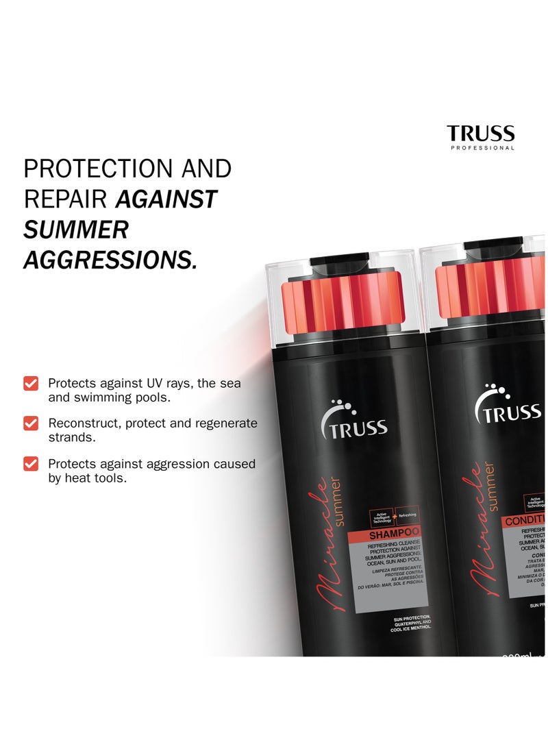 TRUSS PROFESSIONAL Miracle Summer Haircare Set – Shampoo & Conditioner (300 ML Each) + Deluxe Prime Summer Spray (260 ML)