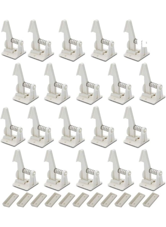 Cabinet Locks Child Safety Latches - 20 Pack Baby Proofing Cabinets & Drawers Lock - Upgraded Stronger Adhesive Easy Installation - No Drilling