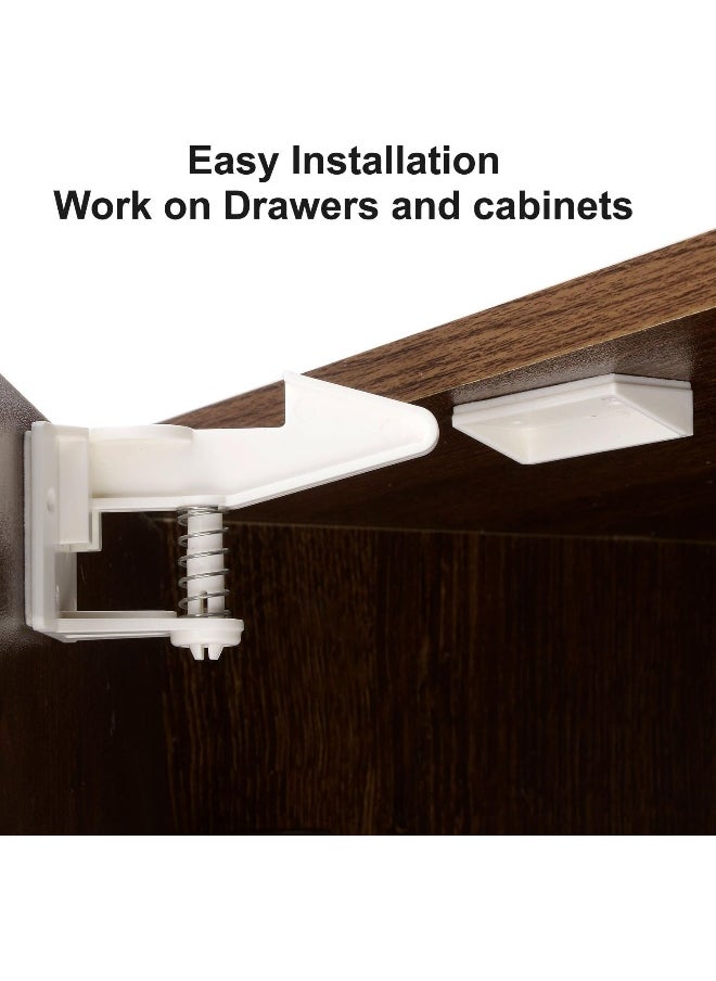 Cabinet Locks Child Safety Latches - 20 Pack Baby Proofing Cabinets & Drawers Lock - Upgraded Stronger Adhesive Easy Installation - No Drilling