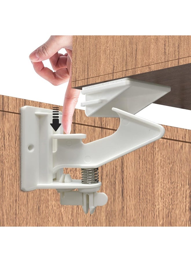 Cabinet Locks Child Safety Latches - 20 Pack Baby Proofing Cabinets & Drawers Lock - Upgraded Stronger Adhesive Easy Installation - No Drilling