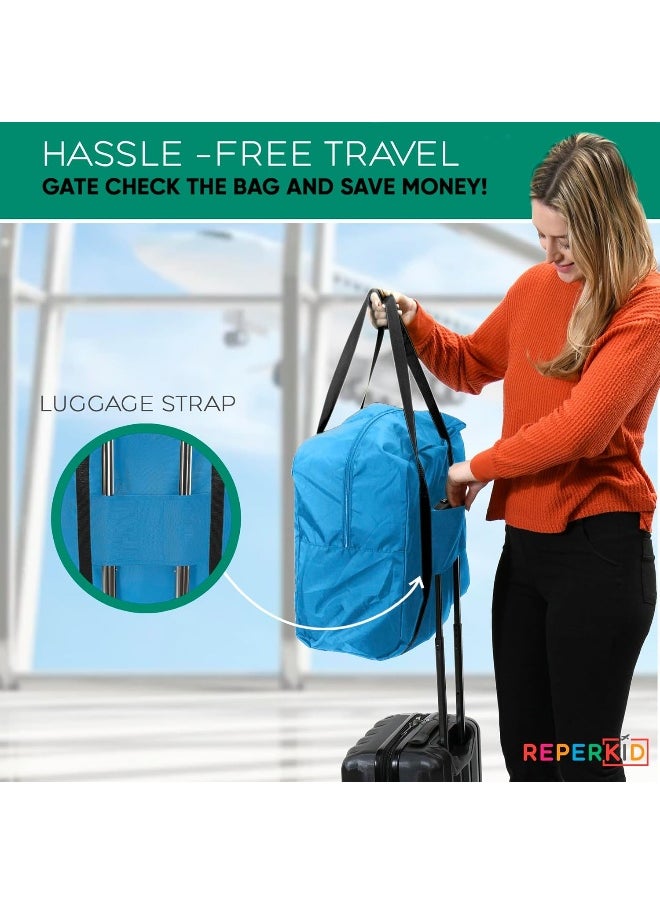 Reperkid Premium Booster Seat Travel Bag for Airplane - Toddler, Blue, Nylon, Compatible with GB Pockit, Portable, Foldable, Lightweight