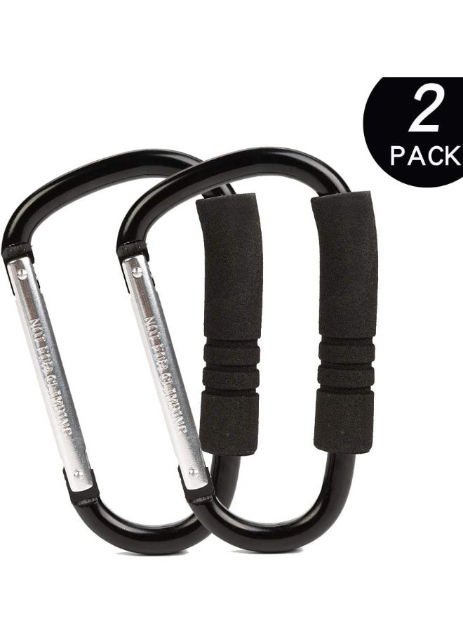 Funbliss Large Buggy Clip 2 Pack 6.6”, Pram Pushchair Stroller Clip, Shopping Accessories Bag Holder Hook Black