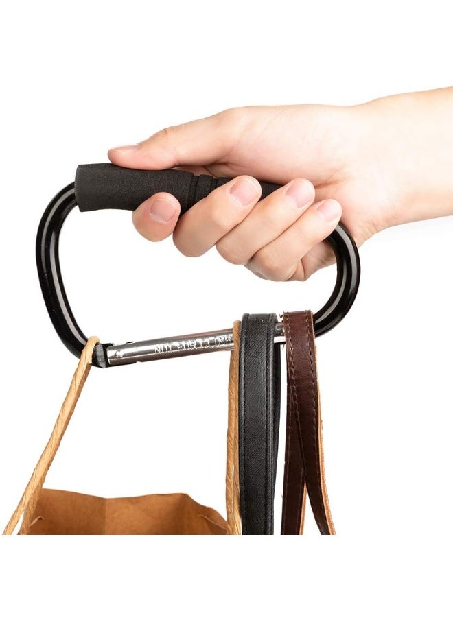 Funbliss Large Buggy Clip 2 Pack 6.6”, Pram Pushchair Stroller Clip, Shopping Accessories Bag Holder Hook Black
