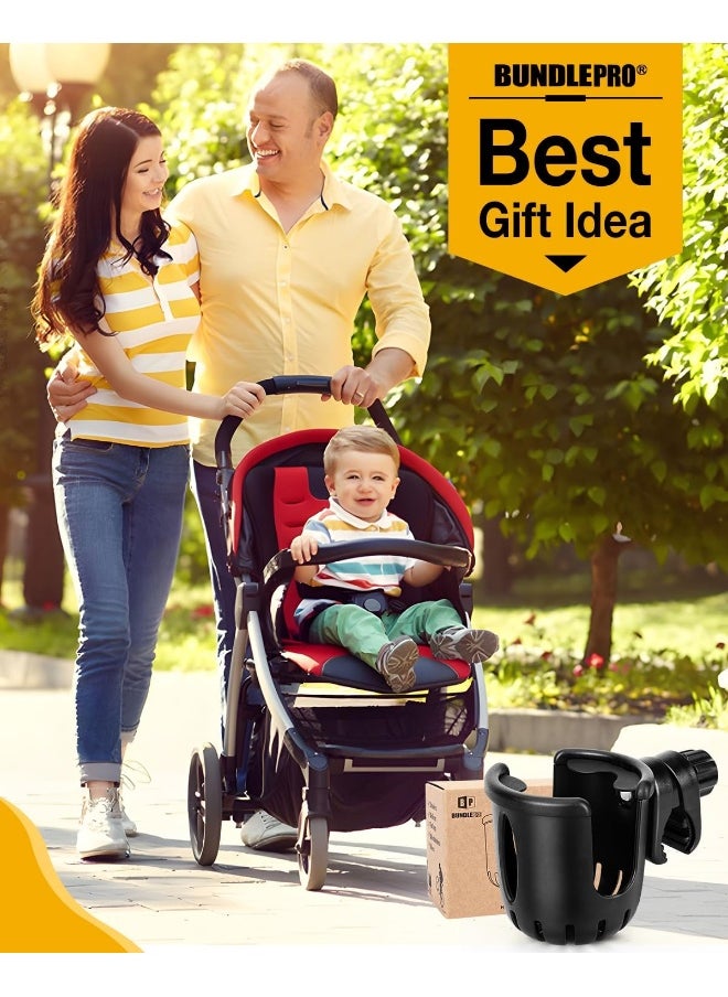 BUNDLEPRO Universal Cup Holder Stroller Drink Holder for Bikes, Trolleys or Walkers, Fits Most Cups